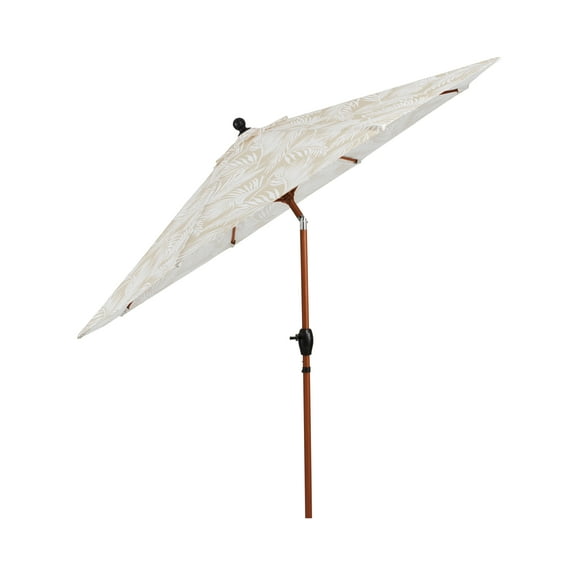Better Homes & Gardens Premium 9' Tan Palm Print Market Patio Umbrella, Crank Lift, 3-Angle Tilt