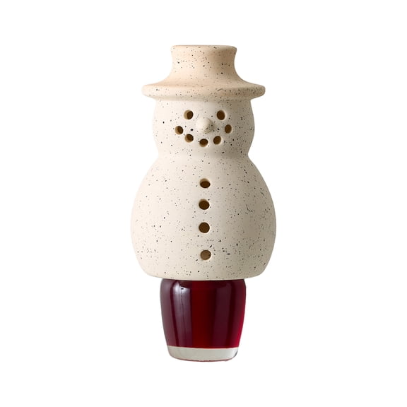 BHG Aroma Accent Pluggable Flocked Snowman + Sliced Apple & Cinnamon Oil Starter Kit