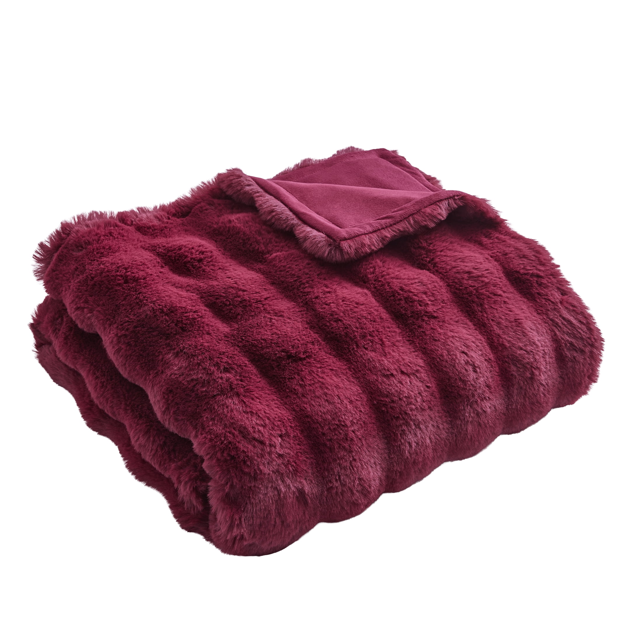 Better Homes & Gardens Merlot Bubble Faux Fur Ultra Soft Luxury Oversized Throw Blanket 50" x 72", Merlot Wine, Adult