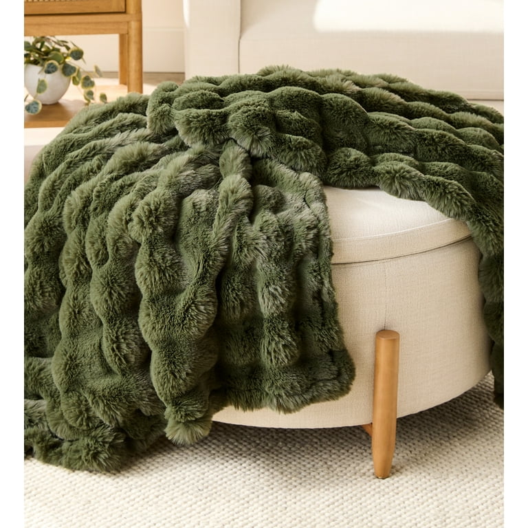 Better Homes Gardens Green Bubble Faux Fur Ultra Soft Luxury