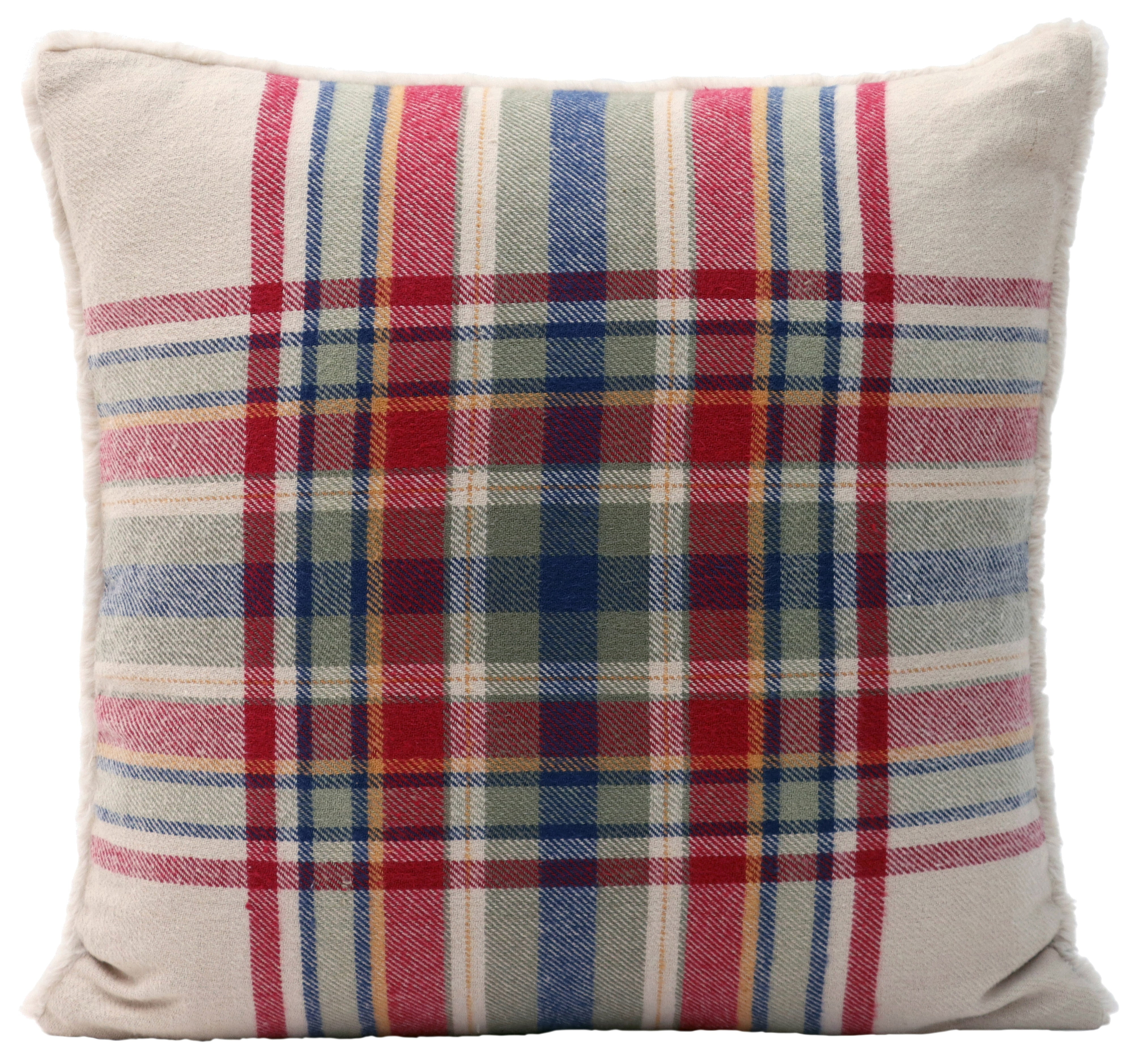 Better Homes & Garden 20"x20" Beige Cozy Tartan Plaid Decorative Throw Pillow