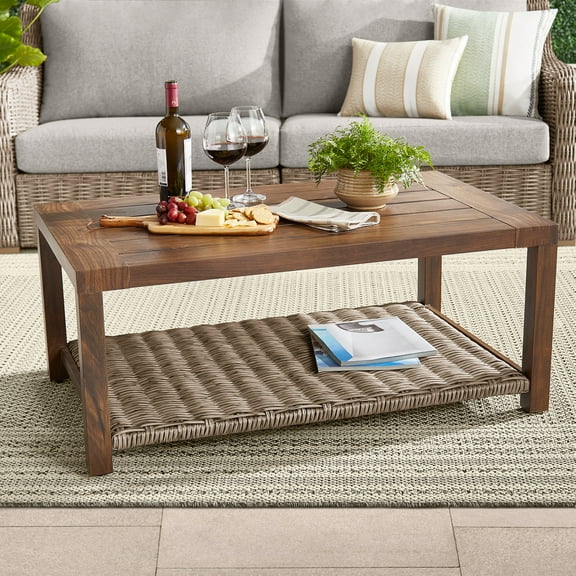 Better Homes & Gardens Bellamy Outdoor 1pc Patio Coffee Table, Gray Wicker