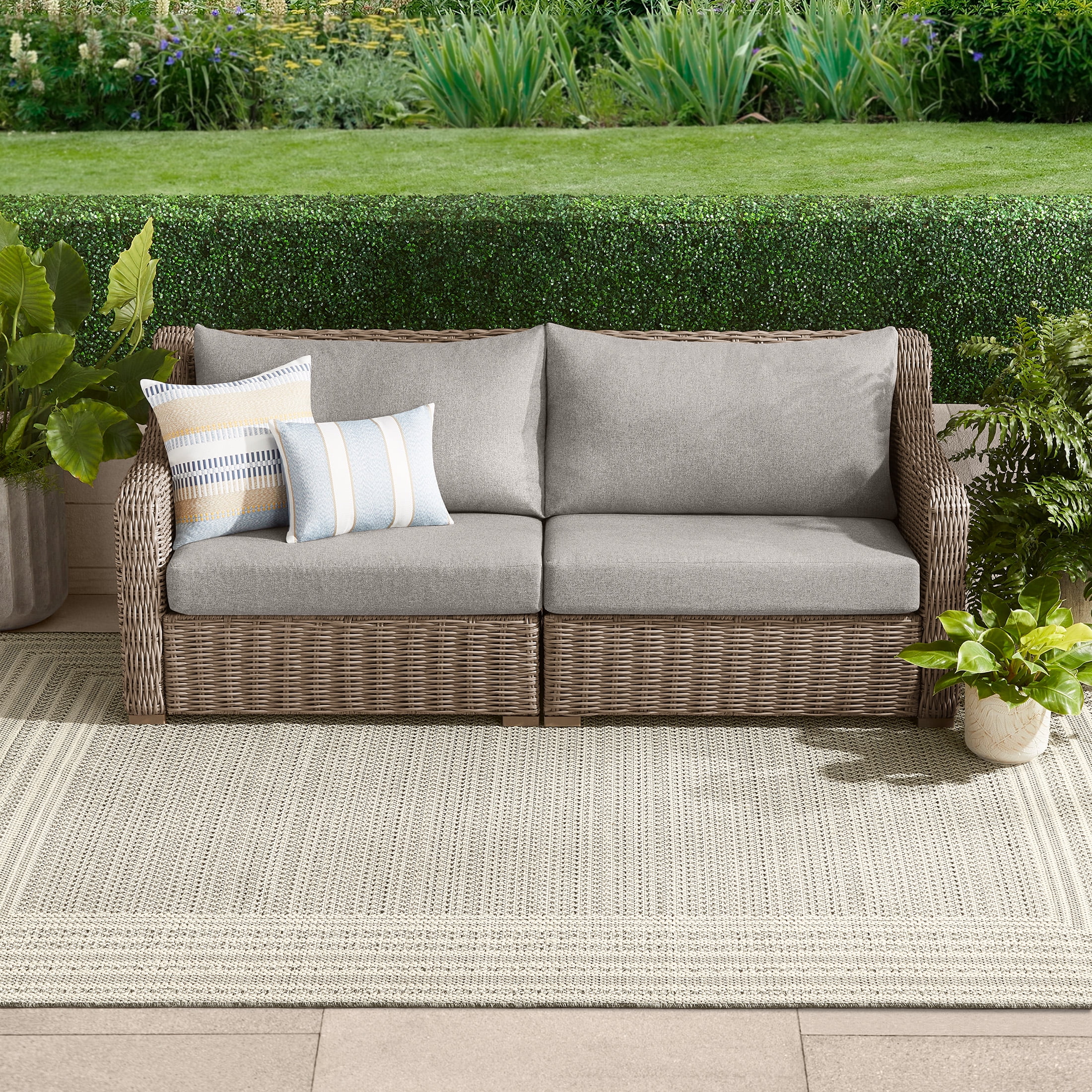 Better Homes & Gardens Bellamy Outdoor 1pc Sofa, Gray Wicker/Gray Cushion