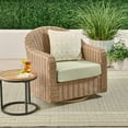 thumbnail image 1 of Better Homes & Gardens Bellamy Outdoor 1pk Swivel Glider Chair, Tan Wicker/Green Cushion, 1 of 12