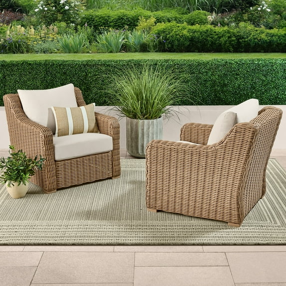 Better Homes & Gardens Bellamy Outdoor 2pk Lounge Chairs, Cream