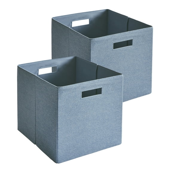 Better Homes & Gardens Fabric Cube Storage Bins (12.75" x 12.75"),Soft Blue Textured, 2 Pack