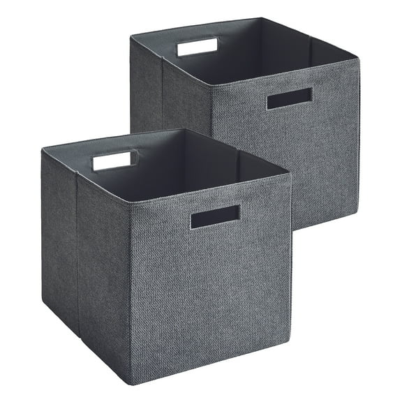Better Homes & Gardens Fabric Cube Storage Bins (12.75" x 12.75"), Gray Textured, 2 Pack