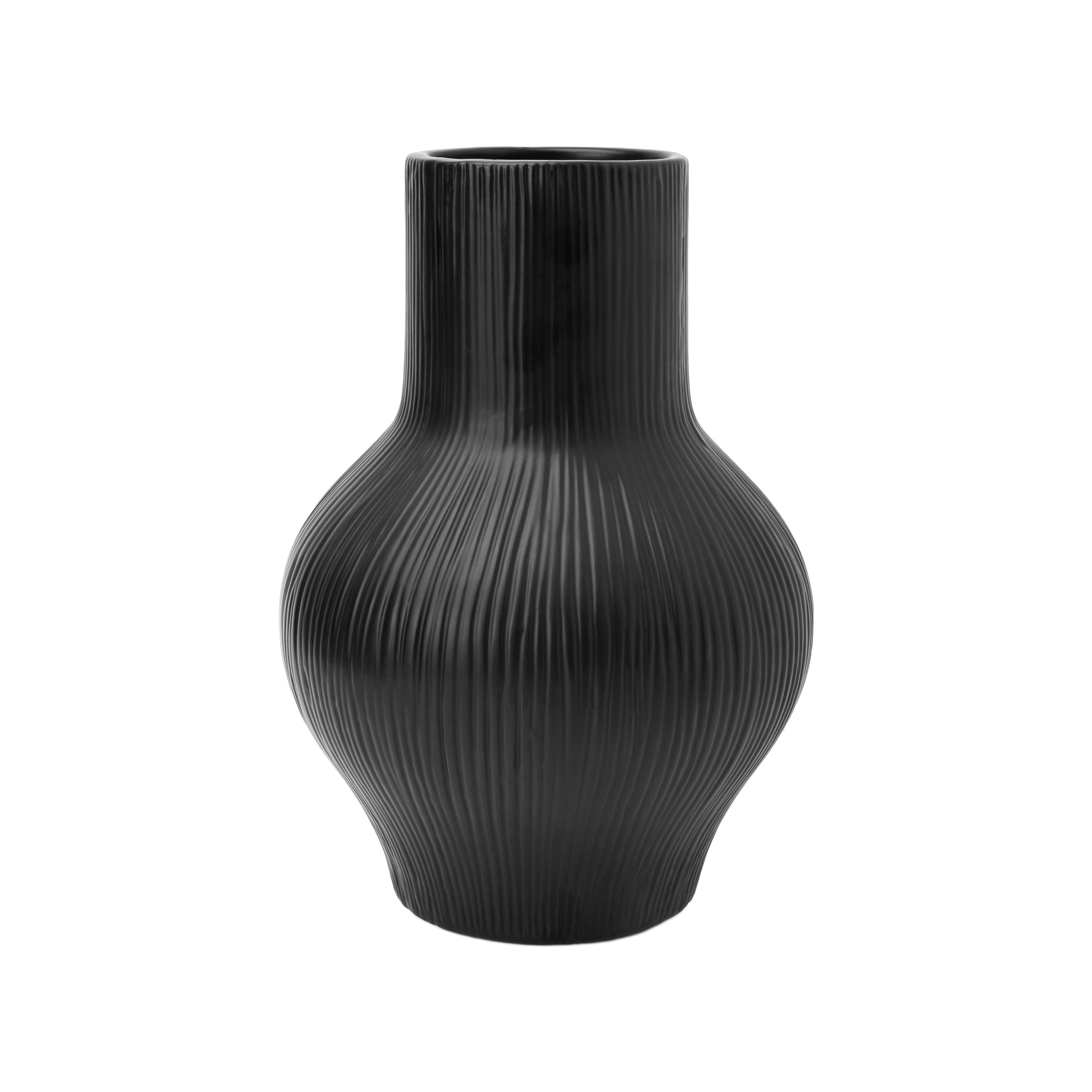 Better Homes & Gardens 10-Inch Black Ribbed Ceramic Decorative Vase