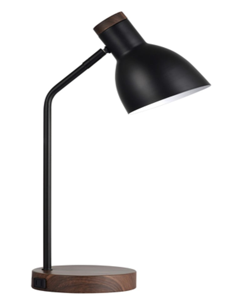Better Homes & Gardens 18' Modern Black Finish Metal Desk Lamp with USB and USB-C Ports
