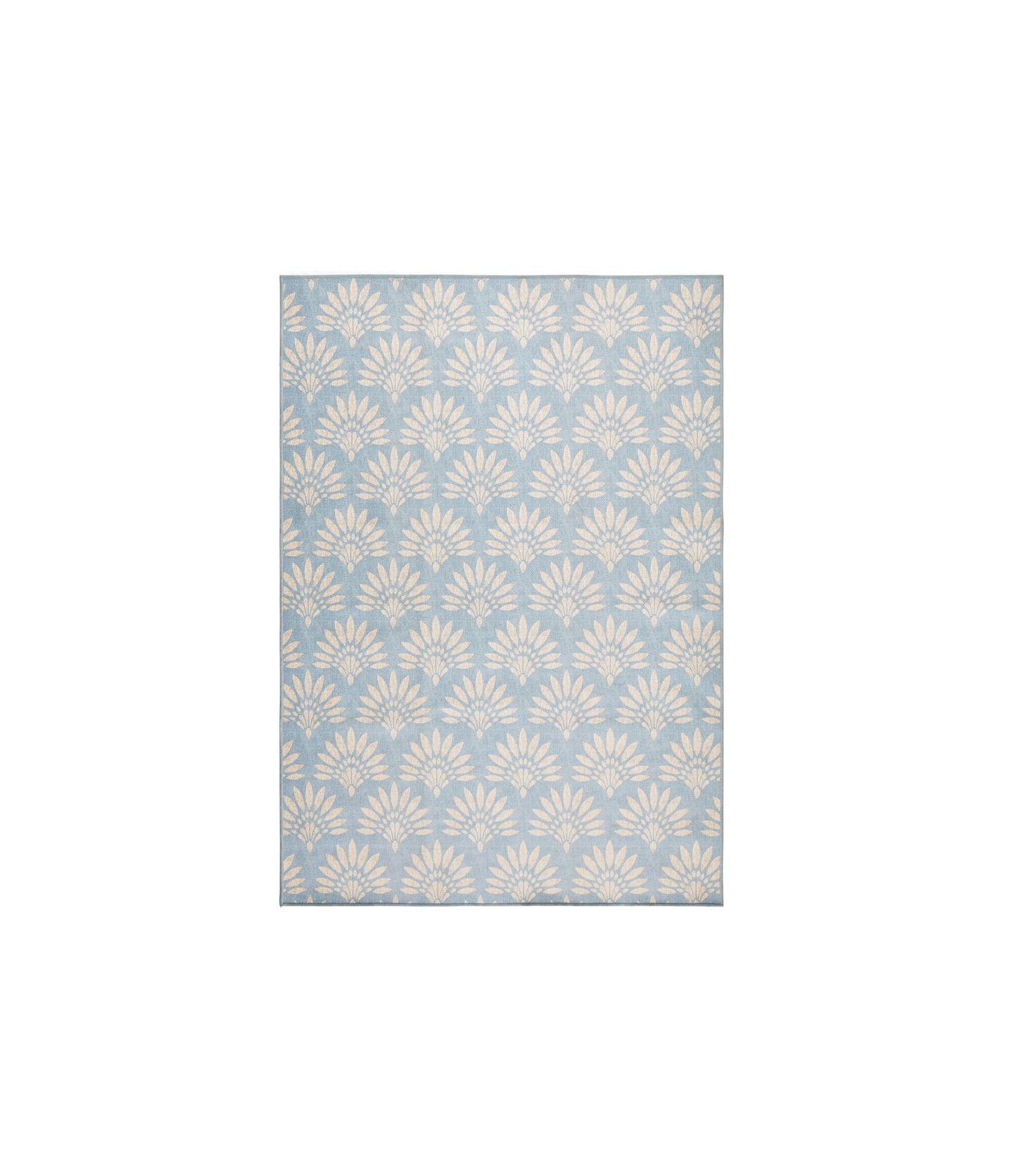 Better Homes & Gardens Alfombra de Área Lavable para Exterior con Palmeras en Forma de Abanico Azul, 5' x 7'