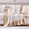thumbnail image 1 of Better Homes & Gardens Border Knit Oversized Couch Throw Blanket, Vanilla Dream, 50 x 72 in, 1 of 5