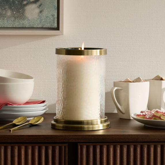 Better Homes & Gardens Clear & Brass Glass Hurricane Candle Holder, 4"