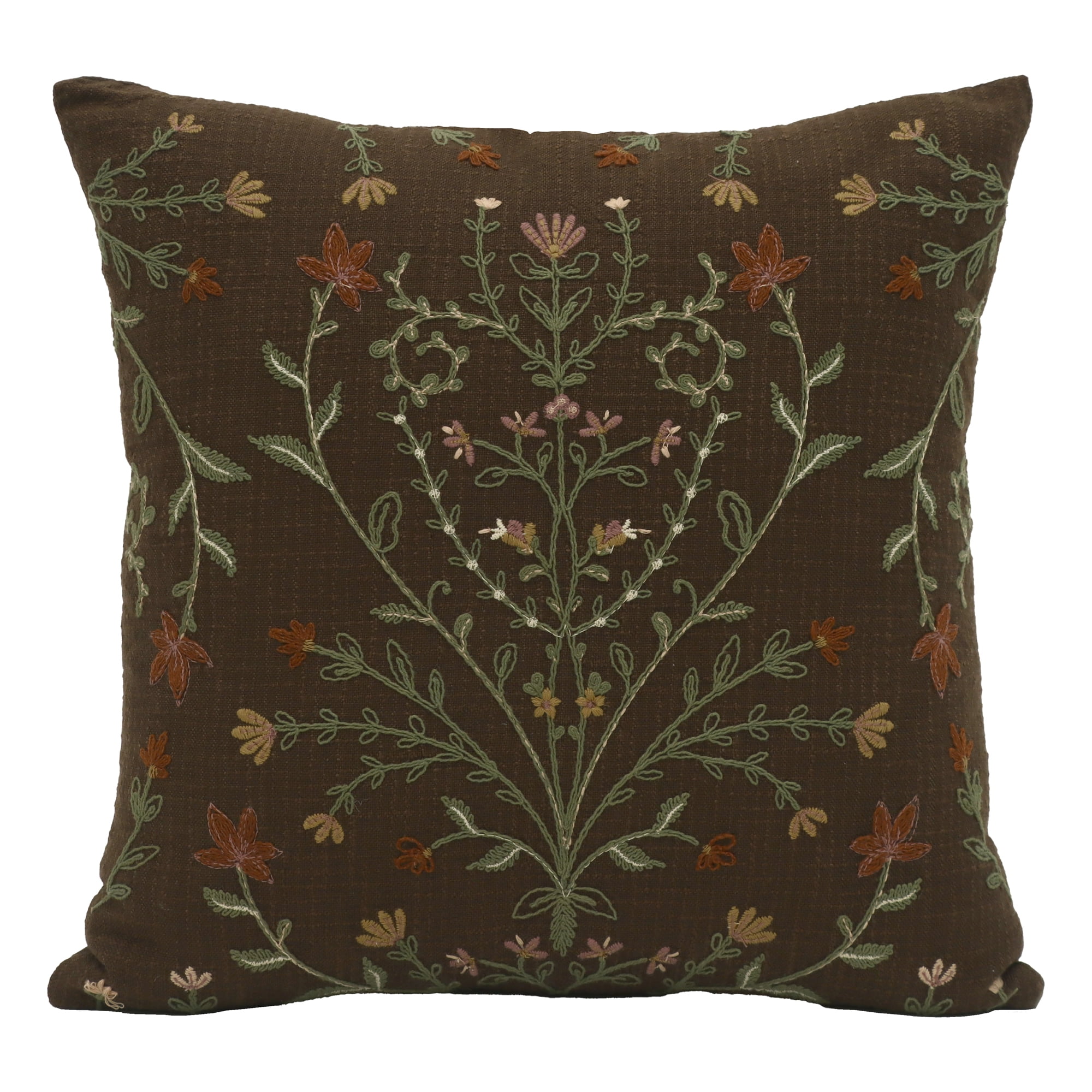 Better Homes & Gardens 20"x20" Brown Embroidery Decorative Throw Pillow - Walmart.com