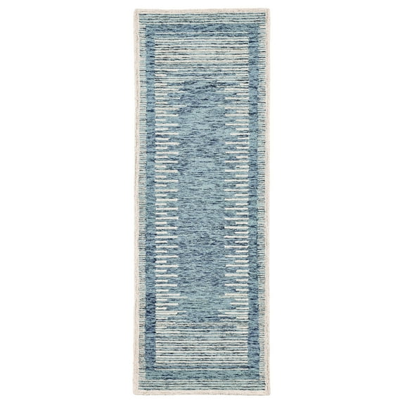 Better Homes & Gardens Blue Abstract Wool Blend Indoor Runner Rug, 27" x 84"