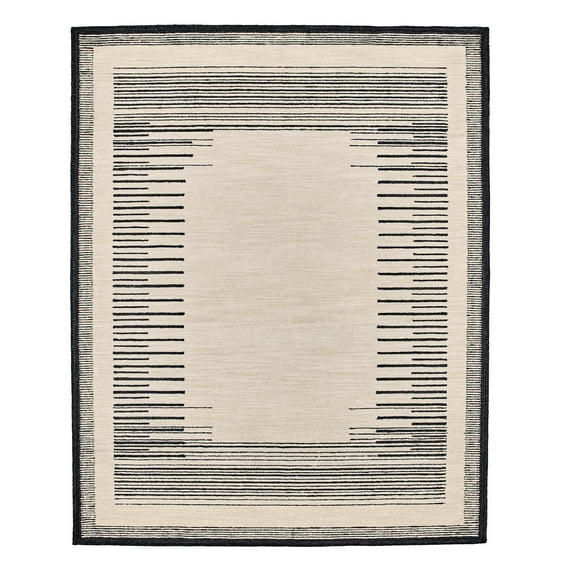 Better Homes & Gardens Beige/Black Boarded Lines Indoor Area Rug, 8' x 10'