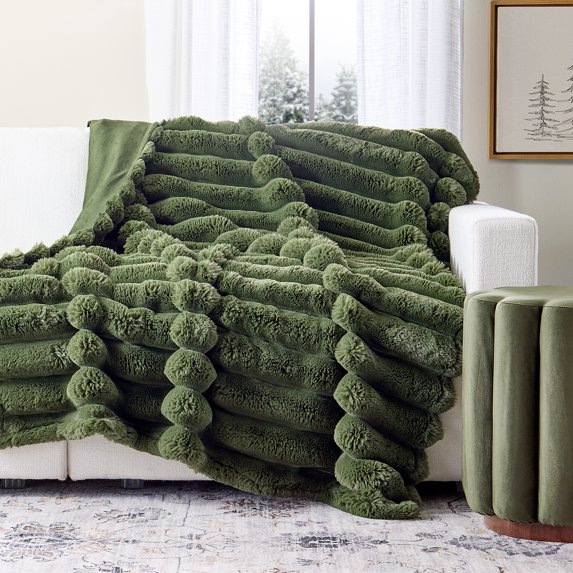 Better Homes & Gardens Channel Mountain Pine Faux Fur Oversized Throw, 50" x 72"