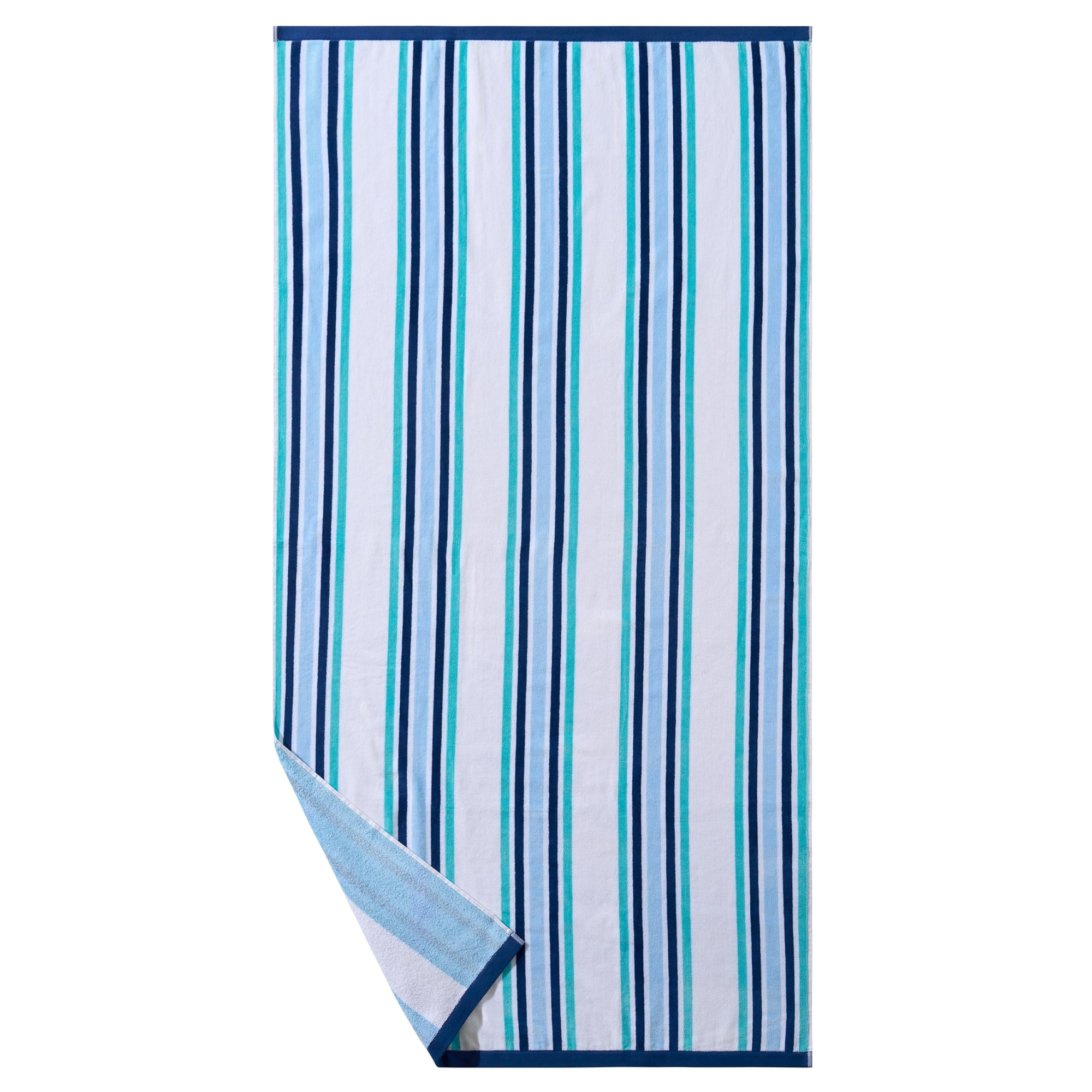 Better Homes & Gardens Oversized Cotton Blend Cabana Beach Towel, 72" x 38", Blue