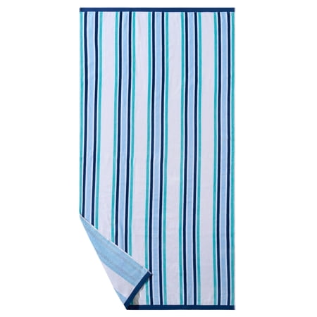Better Homes & Gardens Oversized Cotton Blend Cabana Beach Towel, 72" x 38", Blue