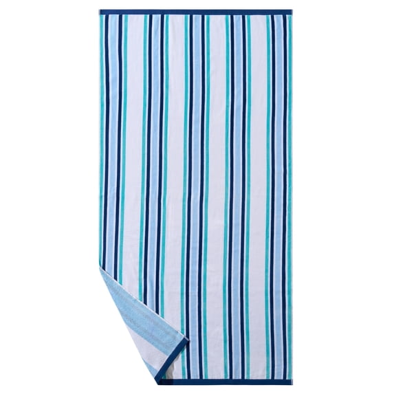 Better Homes & Gardens Oversized Cotton Blend Cabana Beach Towel, 72" x 38", Blue