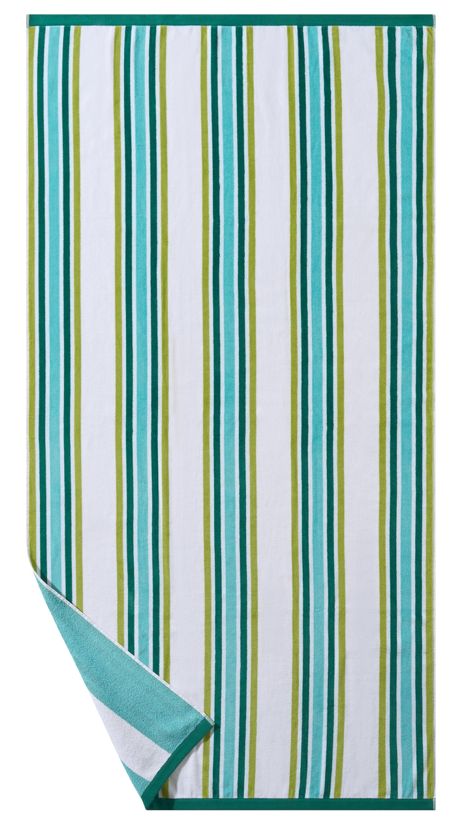 Better Homes & Gardens Oversized Cotton Blend Cabana Beach Towel, 72" x 38", Green