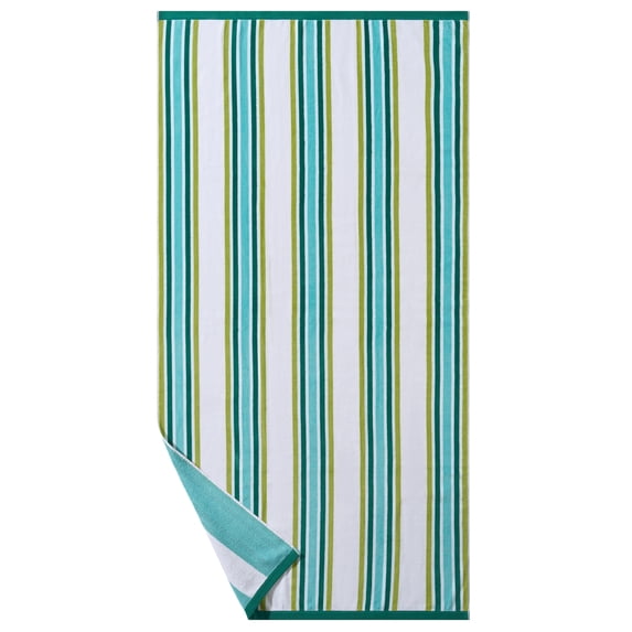 Better Homes & Gardens Oversized Cotton Blend Cabana Beach Towel, 72" x 38", Green