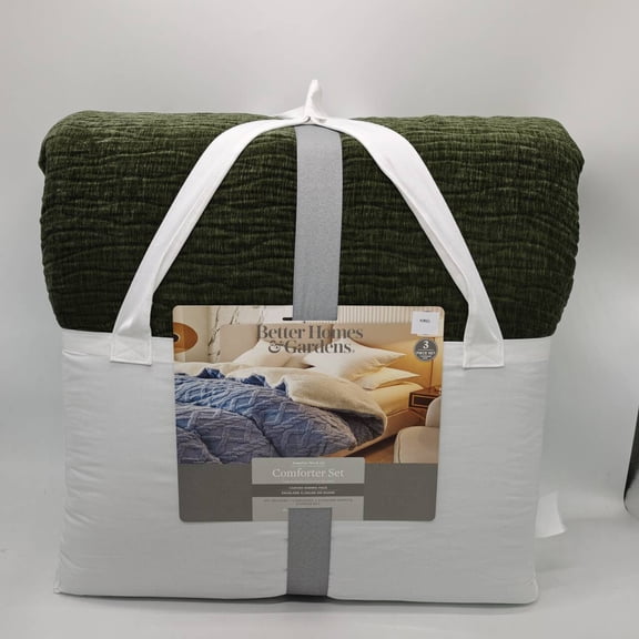 Better Homes & Gardens Sea Turtle Green Rippled Chenille Comforter Set, Full/Queen, All-Season