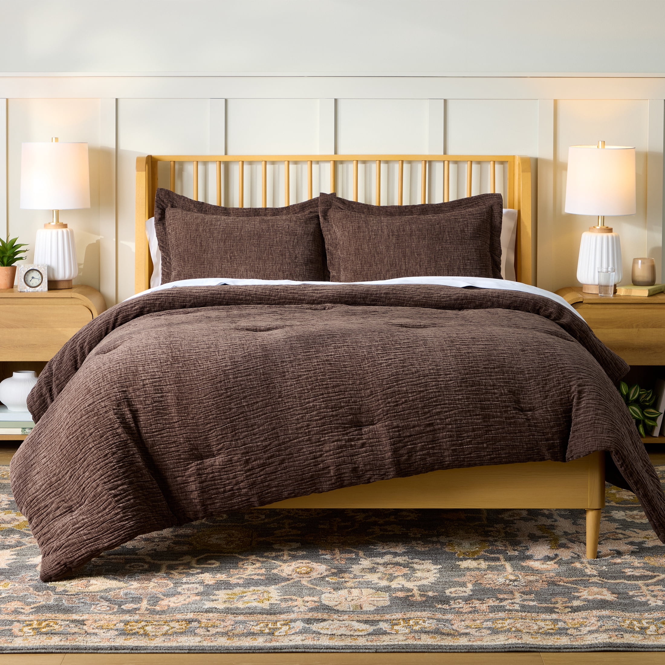 Better Homes & Gardens 3-Piece Brown Basket Rippled Chenille Comforter Set, King