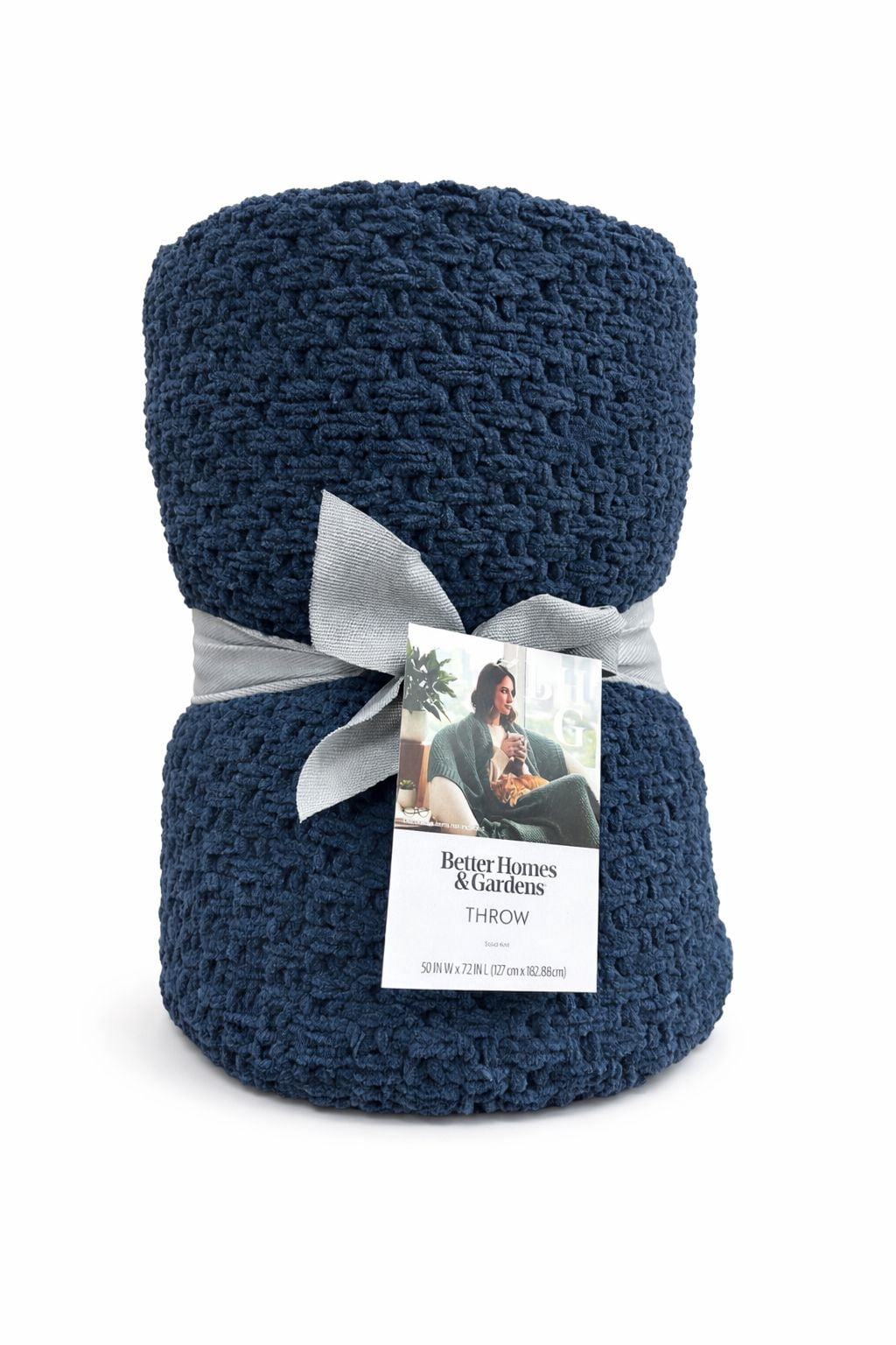 Better Homes & Gardens Super Soft Chenille Knit Oversized Couch Throw Blanket, Navy Dust, 50 x 72 in