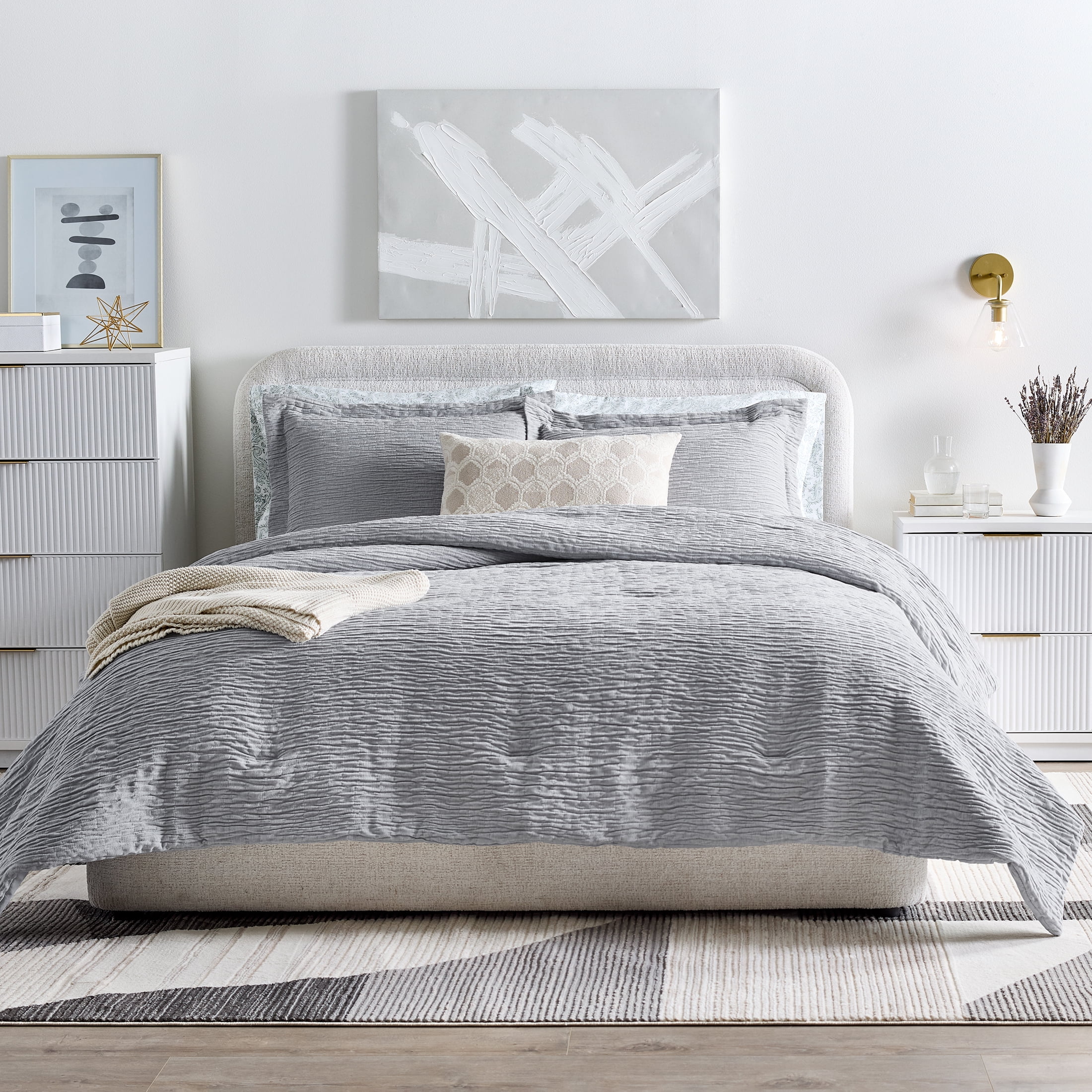 Better Homes & Gardens 3-Piece Soft Silver Rippled Chenille Comforter Set, King