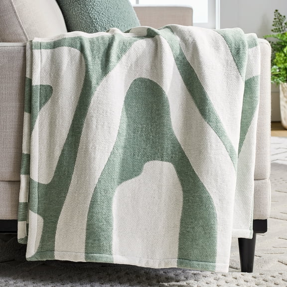 Better Homes & Gardens Chenille Jacquard Soft Throw Blanket, Soft Sea