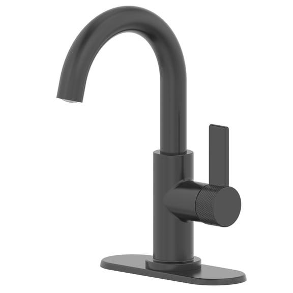 Better Homes & Gardens Matte Black Single Handle High-Arc Bathroom Faucet with Knurled Handle