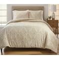 thumbnail image 1 of Better Homes & Gardens Woven Damask 3-Piece Comforter Set, Beige, Full Queen, All Ages, 1 of 7