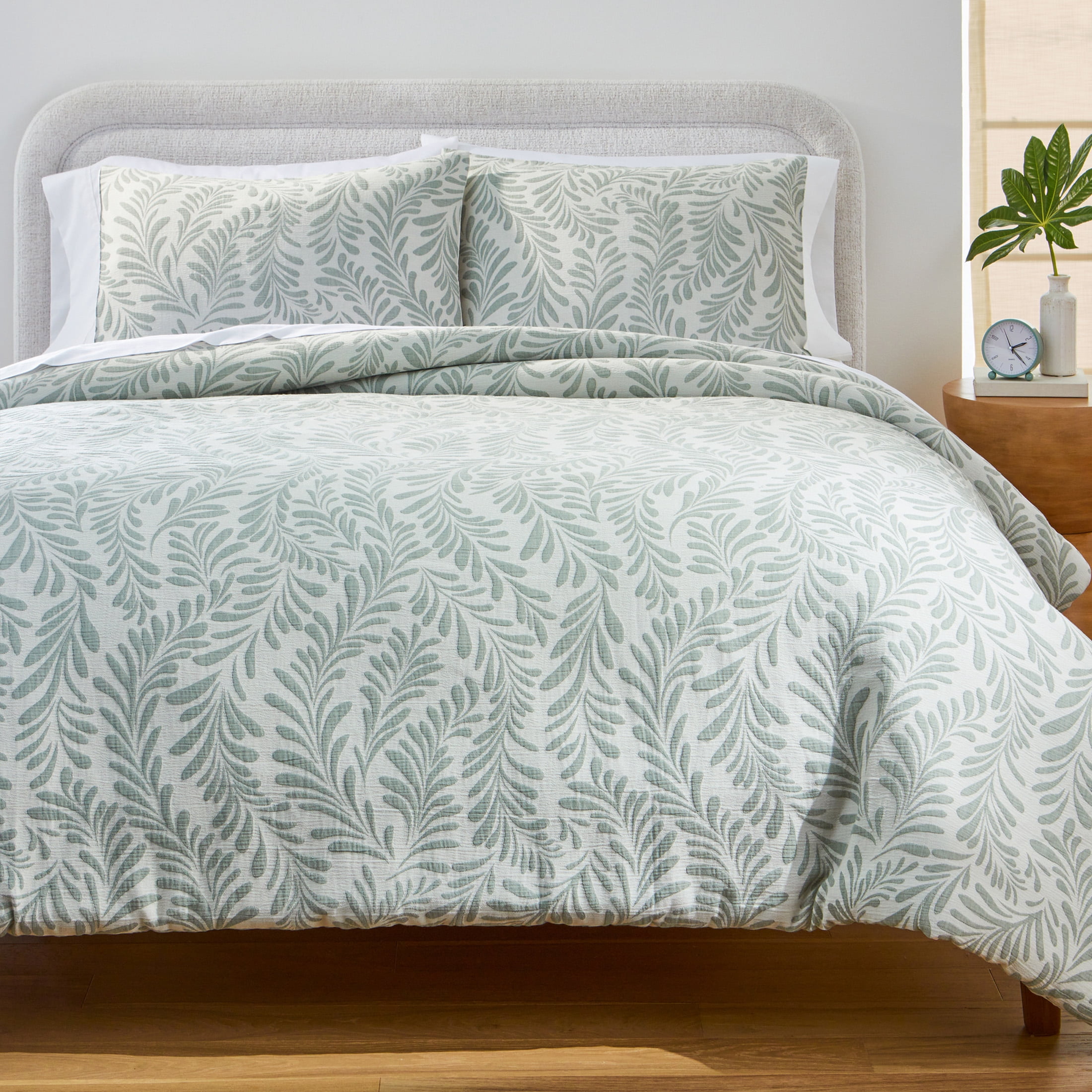 Better Homes & Gardens King Comforter Set, All-Season, 3-Piece, Green Leaf Botanical