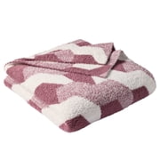 Better Homes & Gardens Oversized Cozy Knit Geometric Couch Throw Blanket, Violet Gem, 50 x 72 in