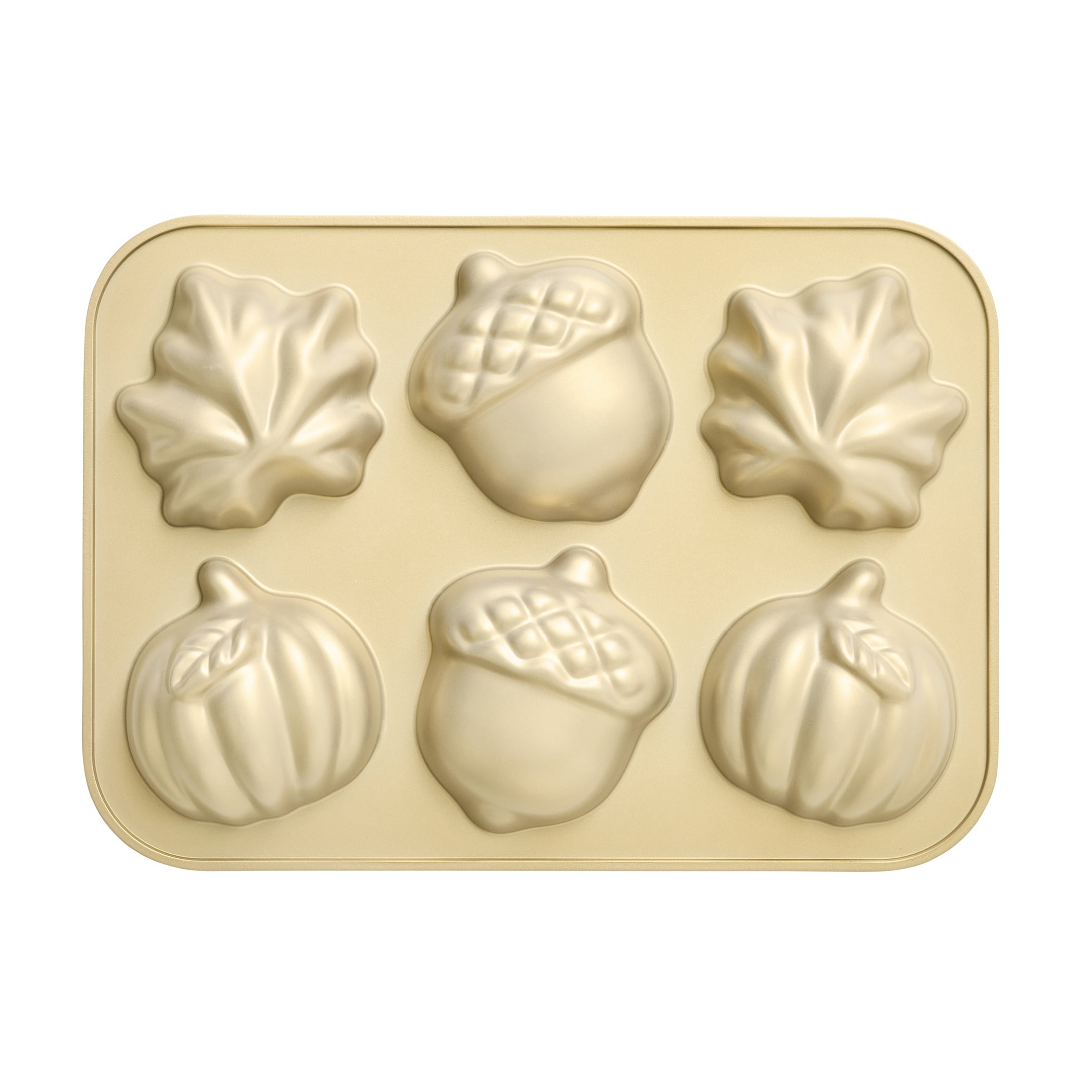 Better Homes & Gardens 12 in x 8 in Nonstick Cast Aluminum Fall Cakelet Pan with 6 Fall-Shaped Molds