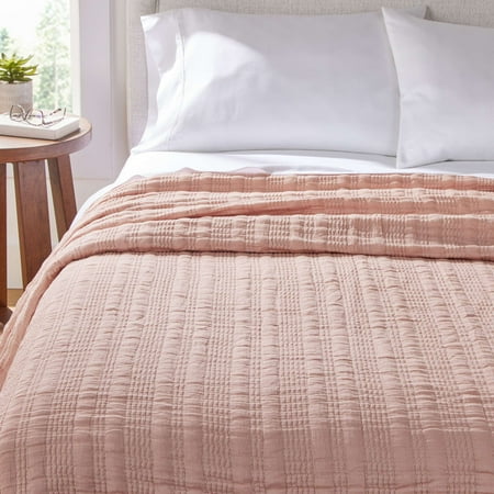Better Homes & Gardens Luxury Gauze Reversable Cotton Polyester Bed Blanket, Antique Blush, Full/Queen
