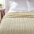 thumbnail image 1 of Better Homes & Gardens Luxury Gauze Reversable Cotton Polyester Bed Blanket, Papyrus Beige, Full/Queen, 1 of 4