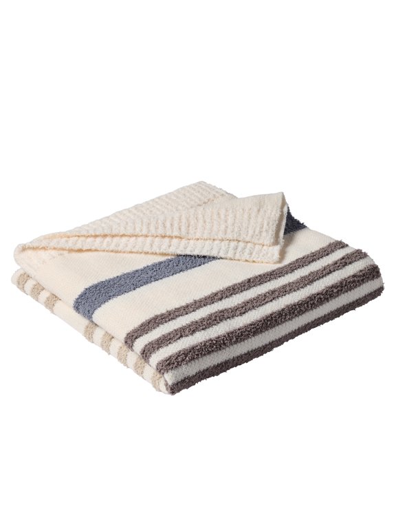 Cozy Knit Couch Throw Blanket, Hi-Lo Beige, 50 x 72 in
