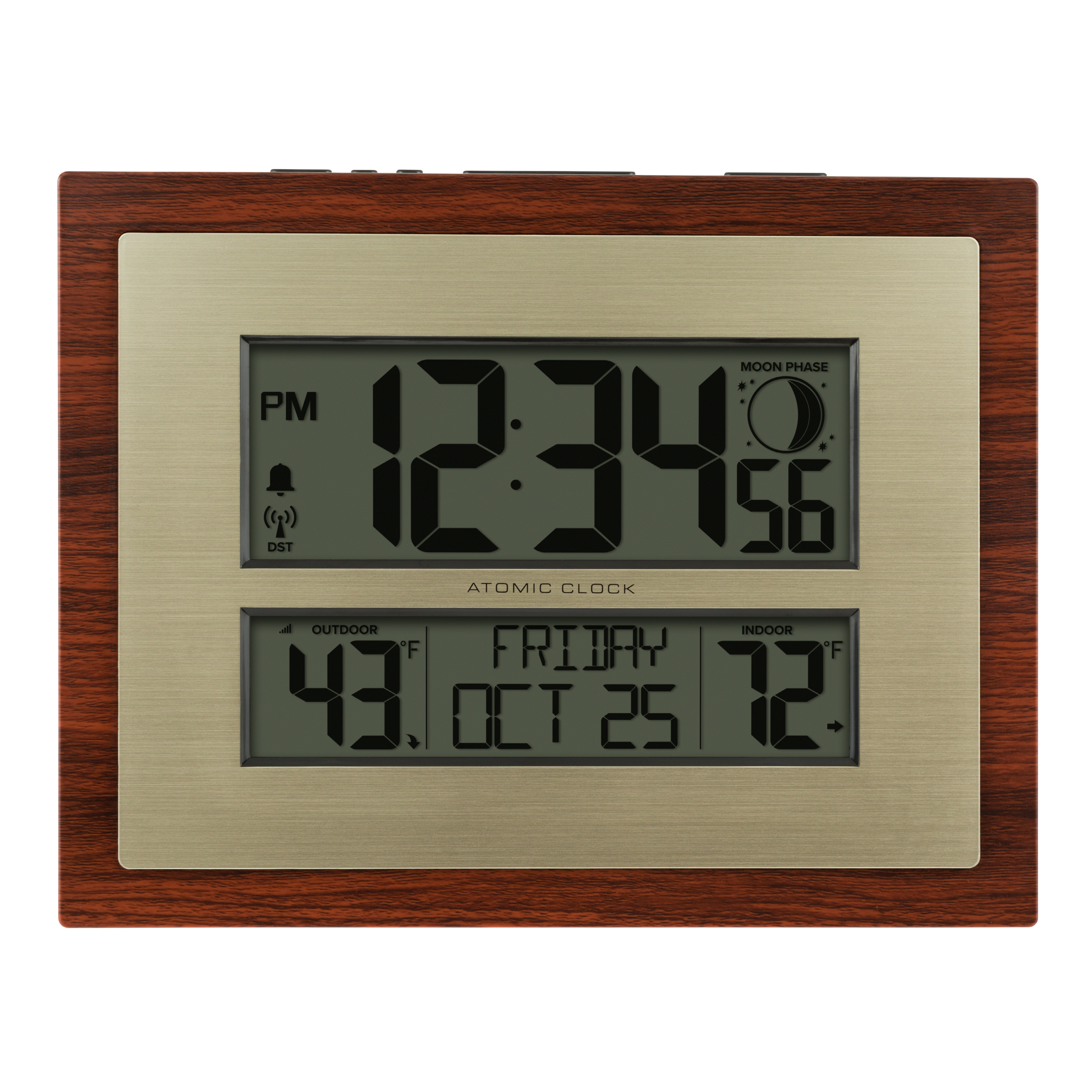 BHG Cherry Finish Modern Digital Atomic Clock with Temperature, W86111 - image 1 of 9