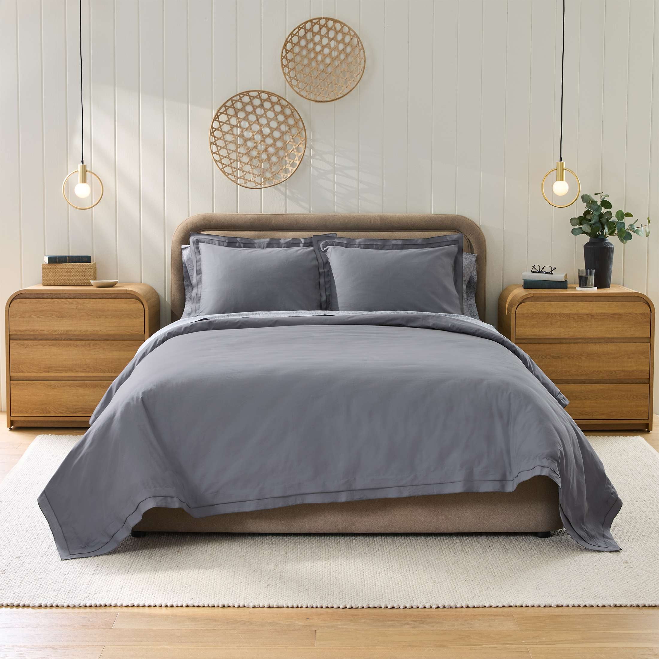 Better Homes & Gardens 3-Piece Grey Flannel Cotton Percale Duvet Cover Set, King