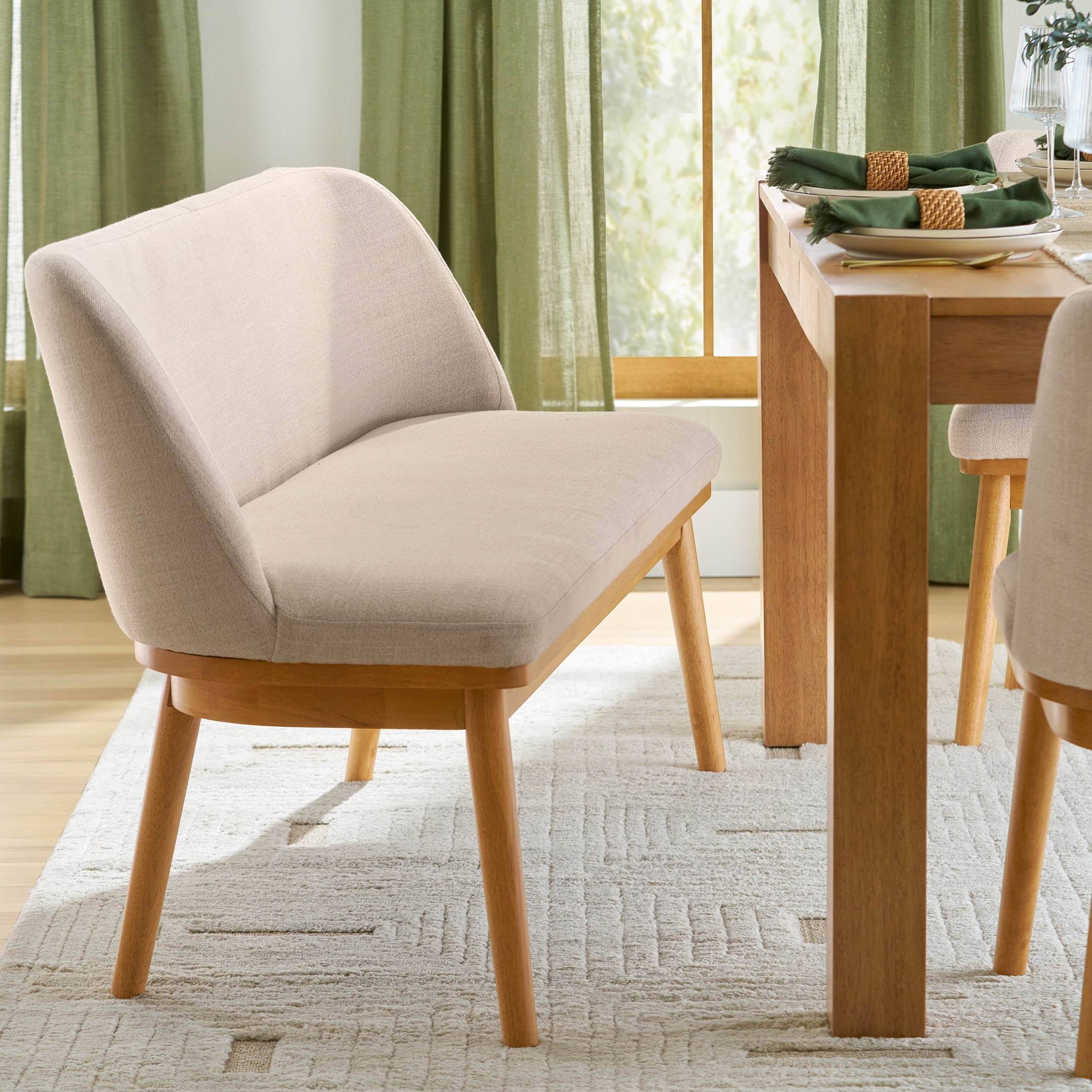Better Homes & Gardens Springwood Dining Bench, Light Honey