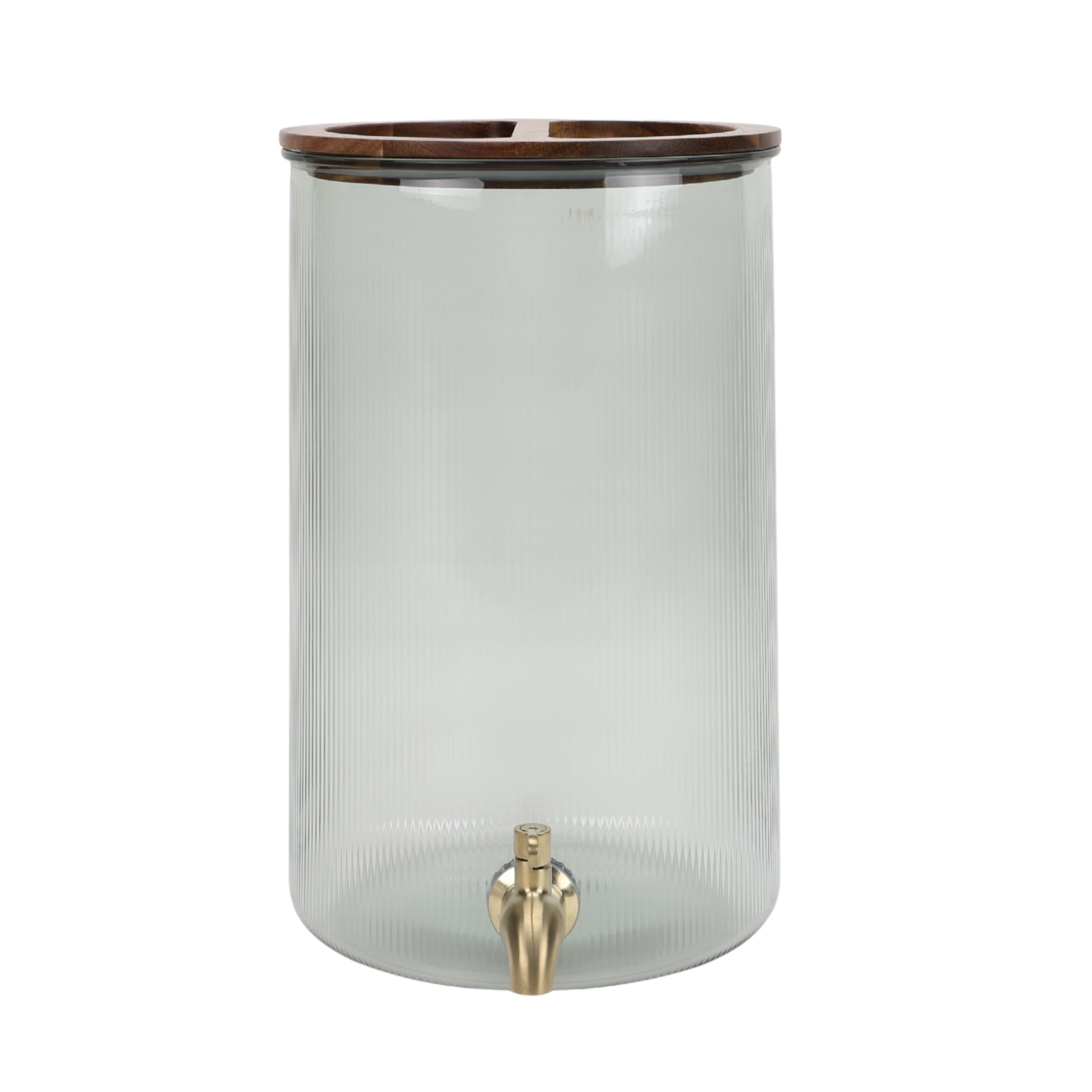 Better Homes and Gardens 2-Gallon Green Countertop Beverage Dispenser with Acacia Wood Lid