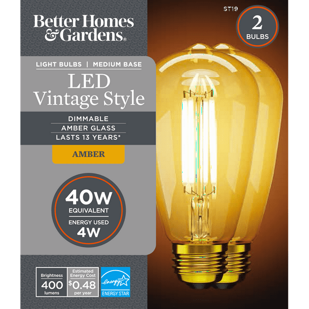 BHG Dimmable LED Vintage Bulb, 4Watt (40W Equivalent) ST19 Filament
