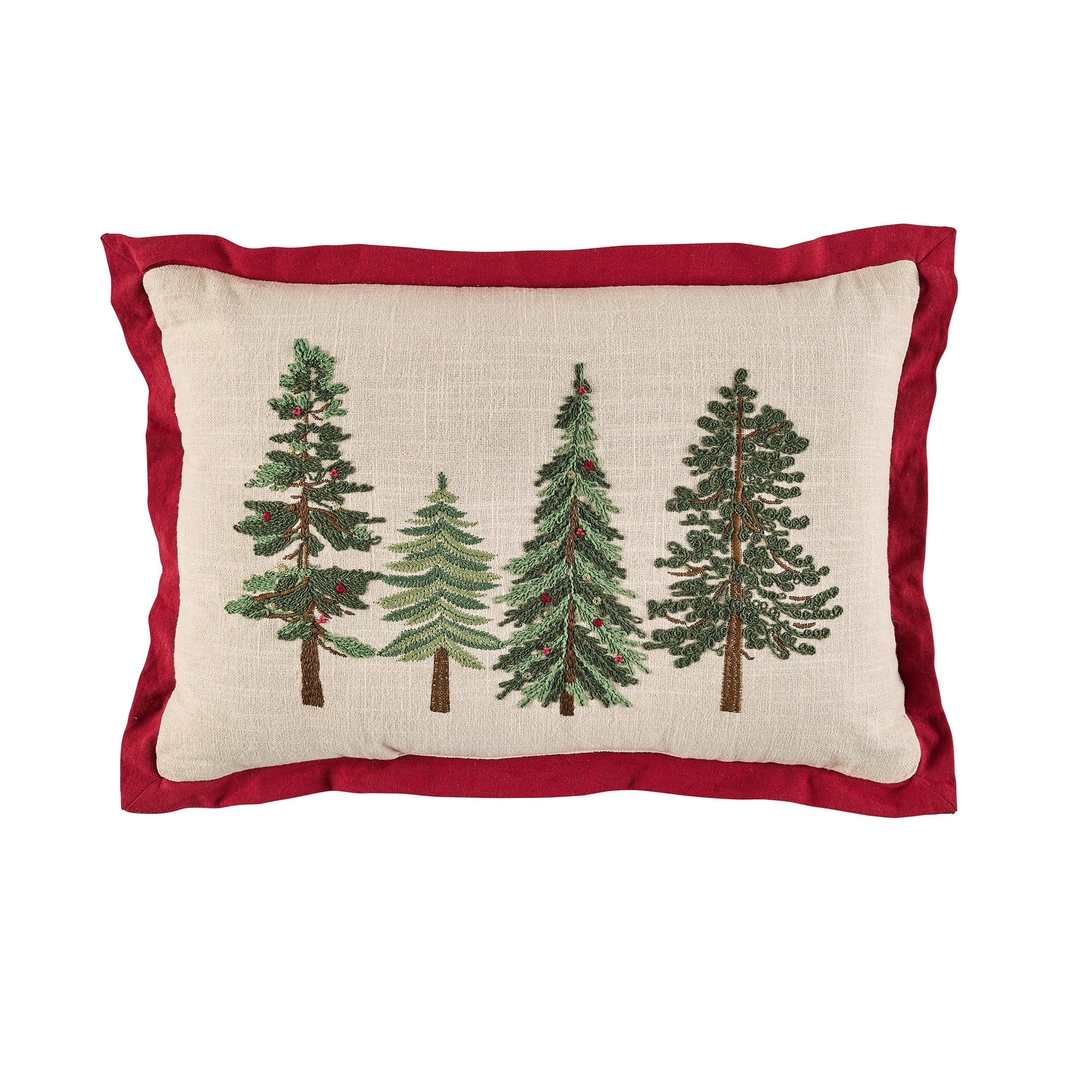 Better Homes & Gardens Embroidered 14x20 Holiday Trees Throw Pillow, Red