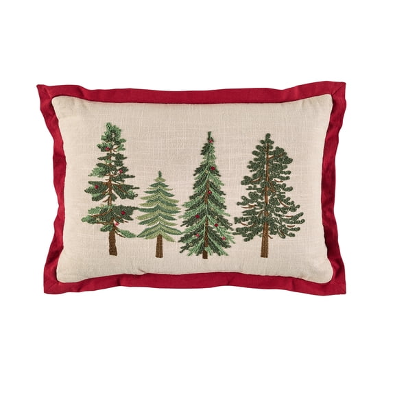 Better Homes & Gardens Embroidered 14x20 Holiday Trees Throw Pillow, Red