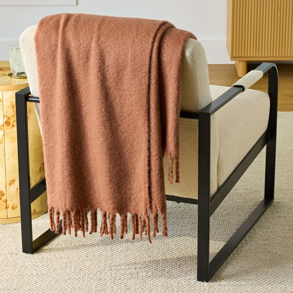 Better Homes & Gardens Faux Mohair Cozy Couch Throw Blanket Terracotta Clay, 50x72"