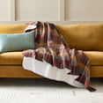 thumbnail image 1 of Better Homes & Gardens Plaid Reversible Faux Wool to Faux Fur Oversized Couch Throw Blanket, Crimson, 50 x 72 in, 1 of 6