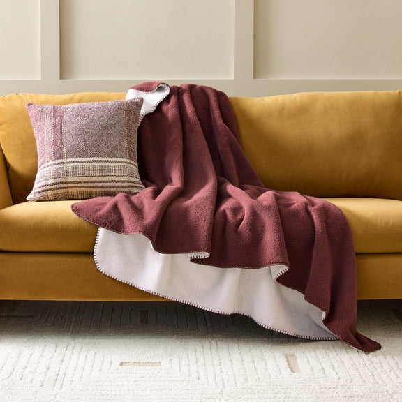 Better Homes & Gardens Rich Cocoa Faux Wool Reverse to Faux Fur Oversized Throw, 50" x 72"