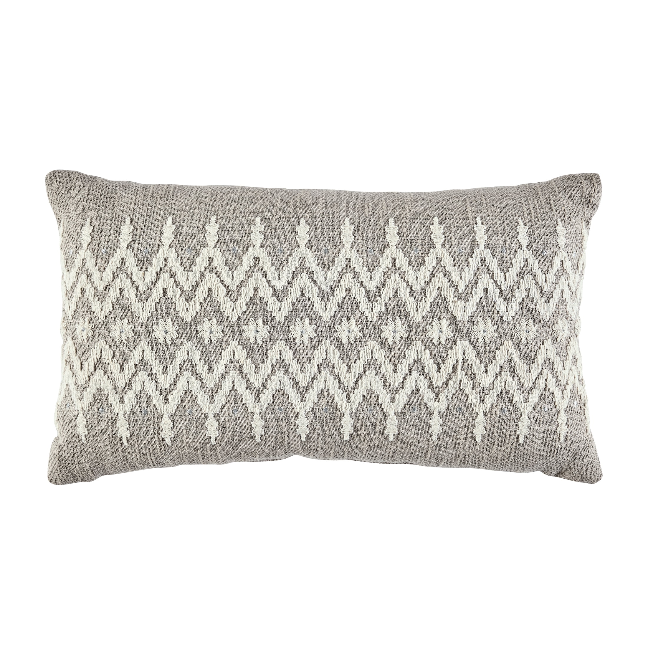Better Homes & Gardens 14 x 24 Embroidered Fair Isle Grey Throw Pillow