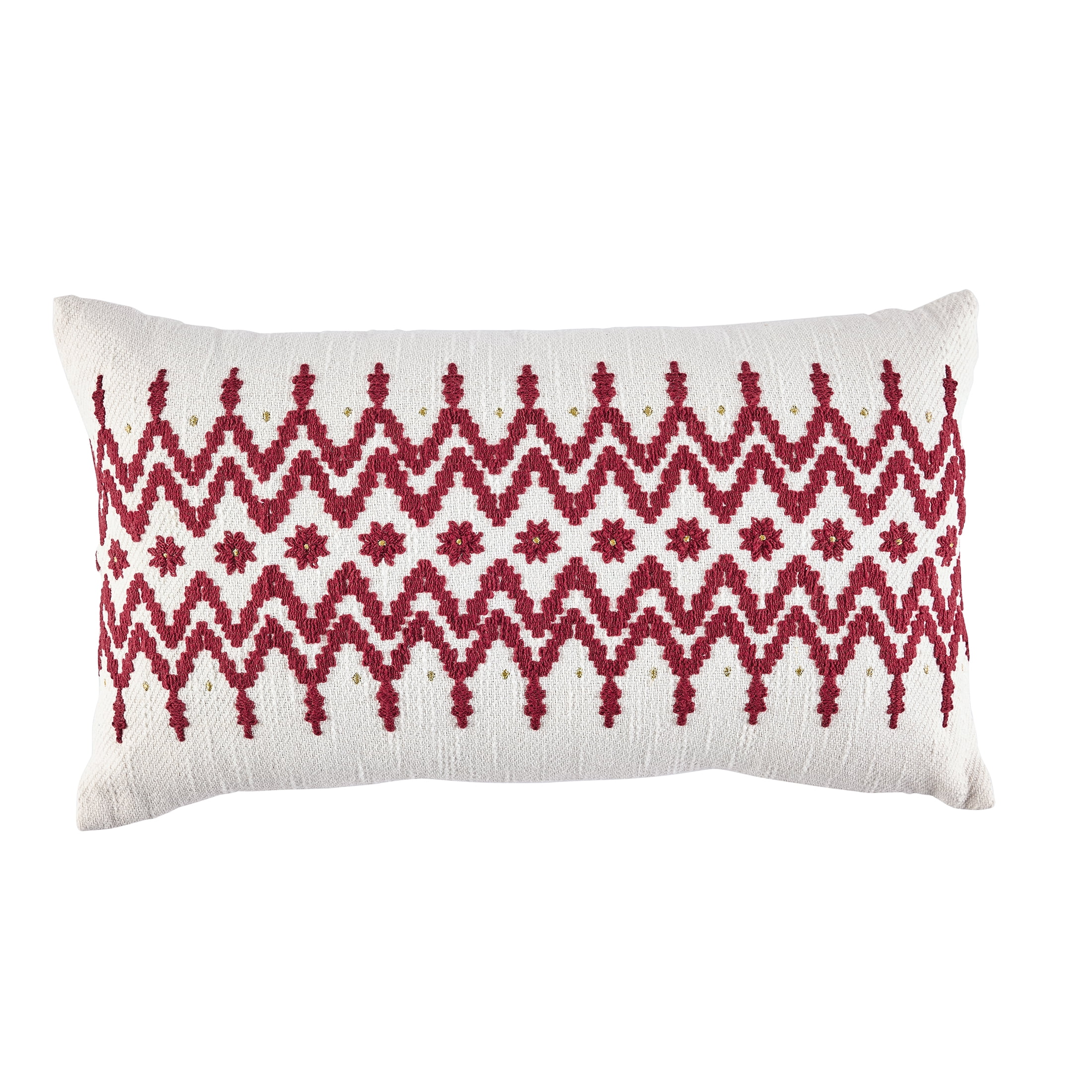 BHG 14 in x 24 in Embroidered Fair Isle Throw Pillow, White